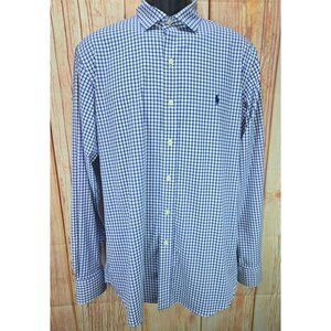 Polo Ralph Lauren Mens Performance Purple Gingham Long Sleeve Shirt Large
